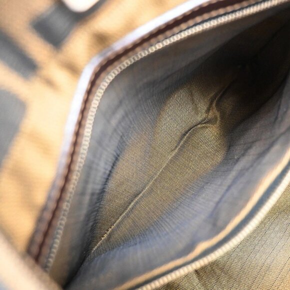 FENDI Logo Zucca Pattern Hand Bag Canvas Leather Brown GHW Italy - Picture 13 of 14